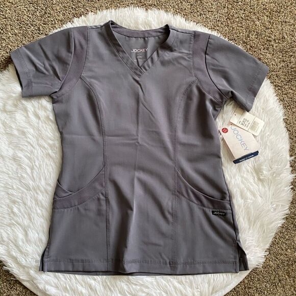 Jockey Modern Fit Scrub Top Stretch Gray New Womens Size XXS - Picture 1 of 11